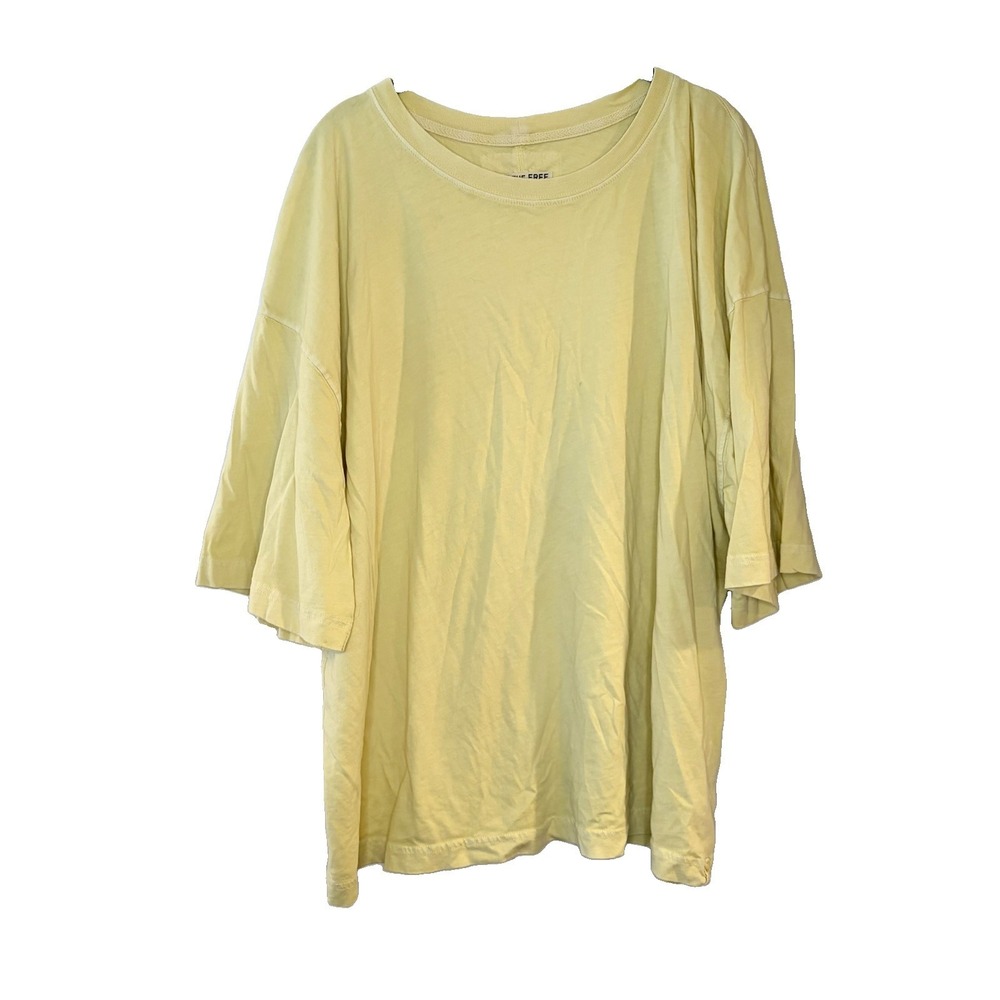 Free People We The Free Perfect Oversized Tee Solid Yellow Size XL
